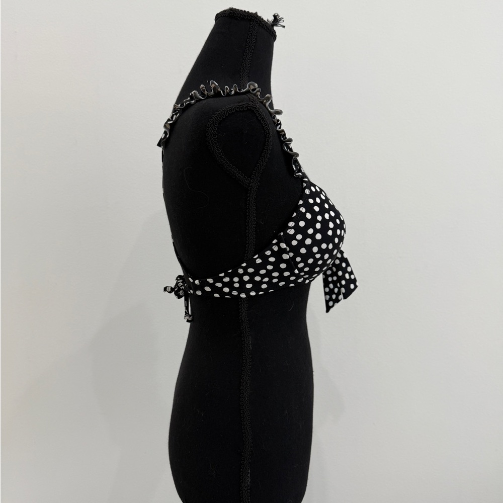 California Waves Black and White Polka Dot Bikini Top - Picture 3 of 7